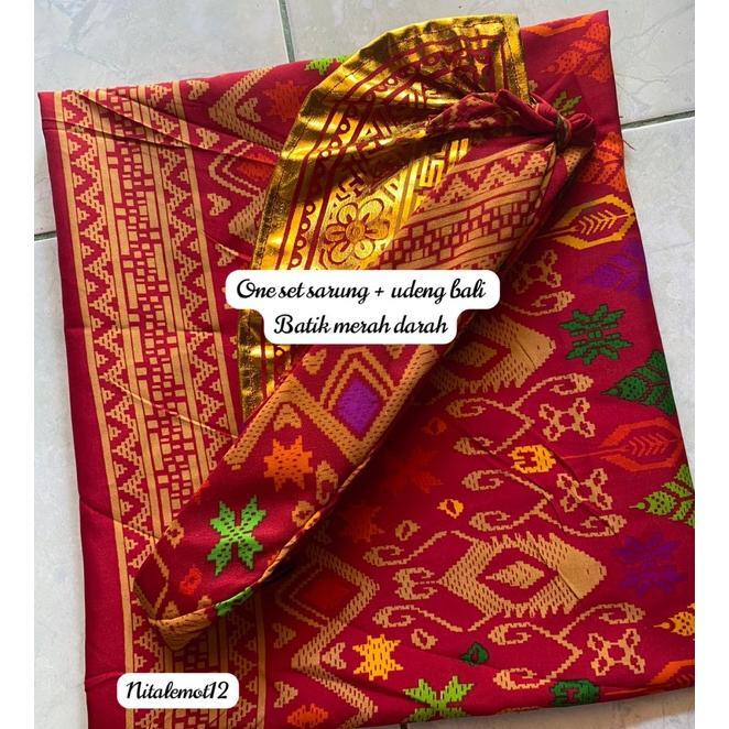Setelan Sarung Batik Bali Dan Udeng Jadi