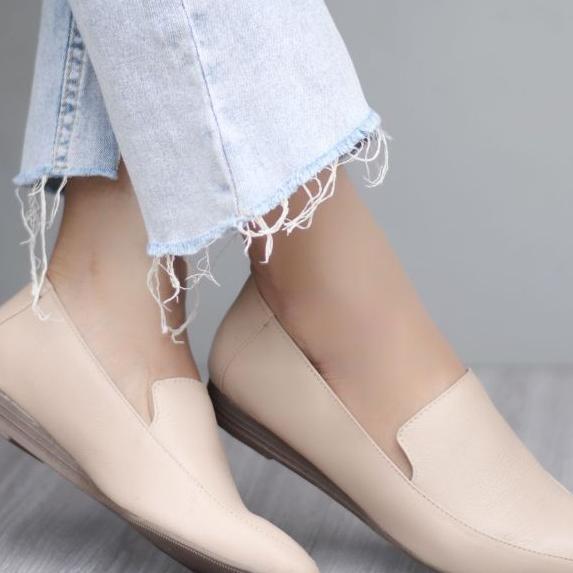 Grndbl Anderson Sepatu Formal Casual Slop Selop Slip On Kerja Papirut Kulit Asli Garut Cewek / Cewe 