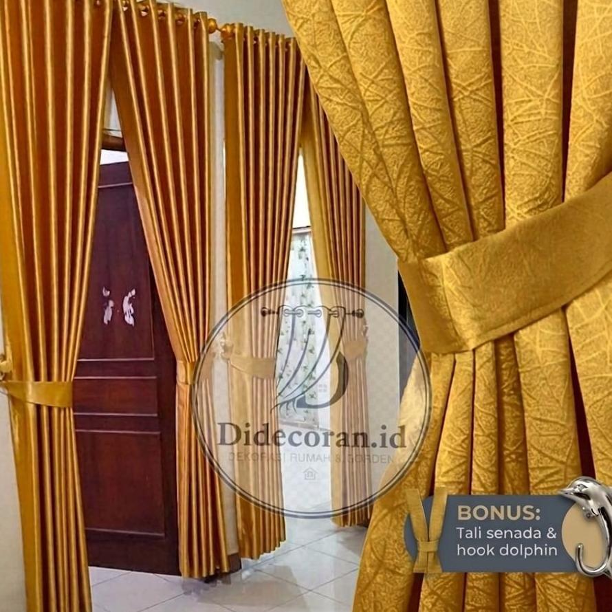 Gorden Blackout Glosy Premium Untuk Pintu Dan Jendela Kamar Ruang Tamu Minimalis Gold