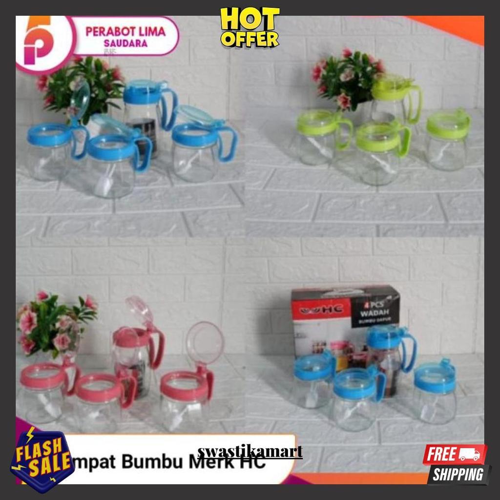 Tempat Bumbu Dapur Dan Minyak Hc/ Tempat Bumbu Hc/ Tempat Bumbu Dapur 1 Set 4 Pcs / Tempat Bumbu Mer