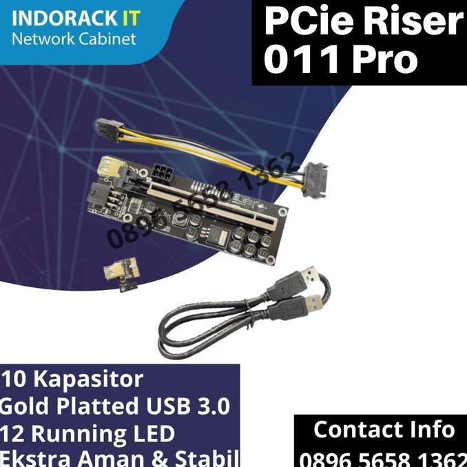 PCIE RISER CARD 011S PRO - FOR MINING VGA / GPU - 10 KAPASITOR RDM