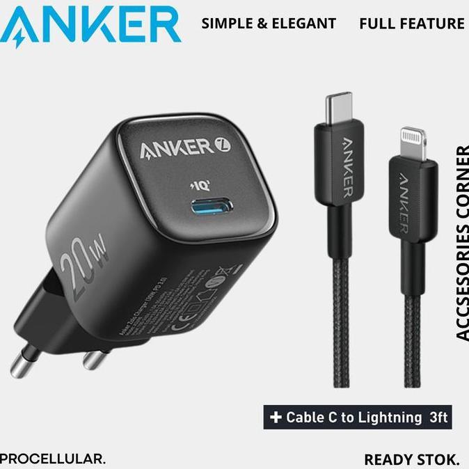 Murah Anker Zolo Charger Adaptor Usb C 20W With Kabel Type C To Lightning