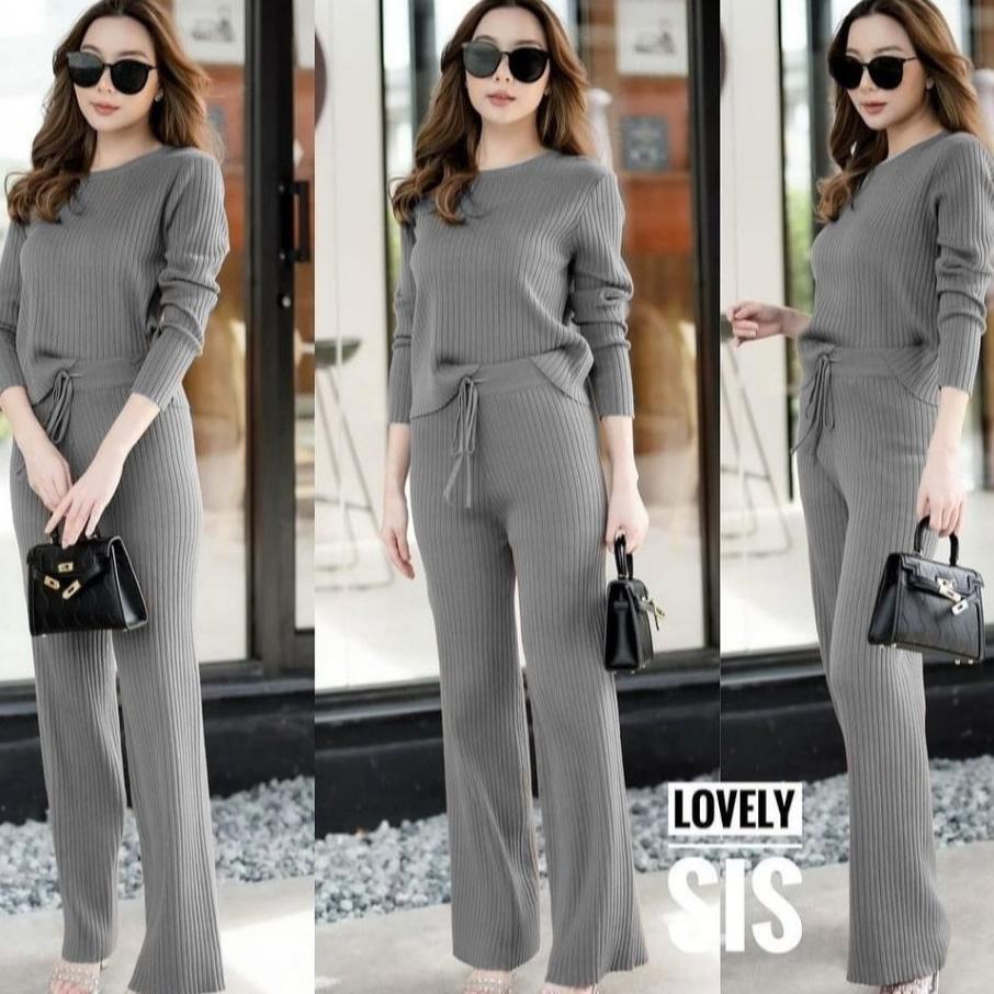 Premium Pik - One Set Knit Queena Setelan Fashion Wanita Pakaian Setcel Rajut Bahan Premium