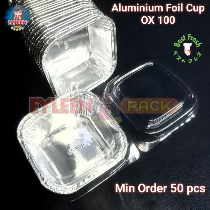 [50 PCS] Aluminium Foil Cup OX-100 + Tutup | Aluminium Foil Tray OX100