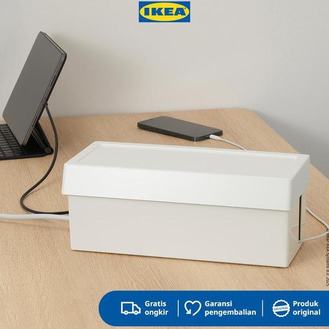 IKEA SATTING Kotak Pengatur Kabel Dengan Penutup Minimalis Plastik Fabric