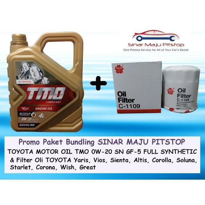 Paket Bundling Oli Mobil TMO 0W-20 API SN Original 4 Liter & Filter Oli TOYOTA YARIS VIOS SIENTA ALT