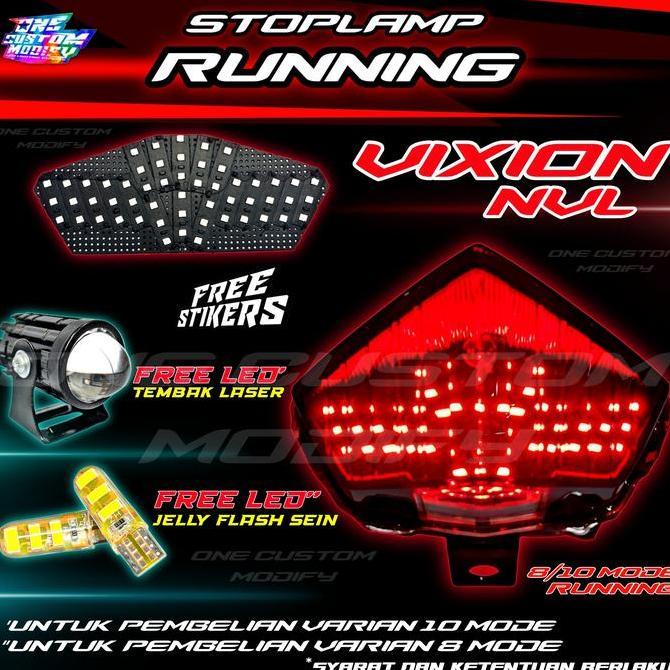 LAMPU REM LED RUNNING VIXION NVL BONUS LED JELLY FLASH STOPLAMP RUNNING 8 10 MODE AUTO MANUAL LAMPU 