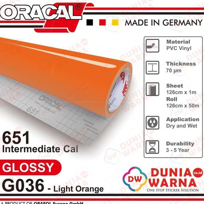 Promo Oracal 651 036 Light Orange 651G Gloss 651M Matte (Doff) Sticker Vinyl Calendered Intermediate