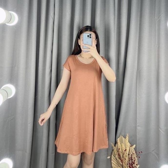 Dress Mola 975 | Swing Dress | Dress Rayon Wanita Lembut Nyaman | Dress Midi Wanita Jumbo Rayon Span