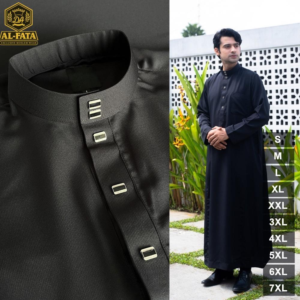 ORIGINAL ALFATTA | BAJU JUBAH SAUDI PRIA LENGAN PANJANG POLOS NON-MANSET TYPE KANCING SNAP PREMIUM D