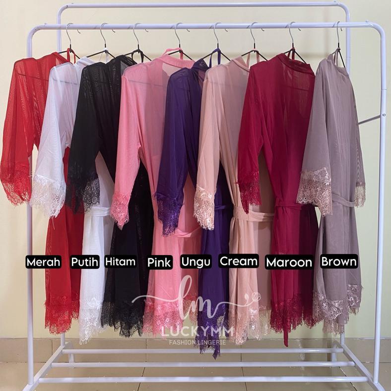 Gratong Satu Set Sexy Lingerie Kimono Transparan Baju Tidur Sexy Wanita / Sleepwear Wanita 022