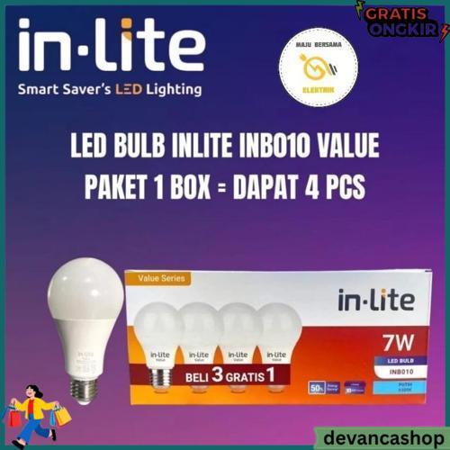 Lampu Led Inlite  3 Gratis 1 / Bohlam Inlite  Led 3 Free 1 / In Lite Paket Beli 3 + 1/ 5Watt / 7Watt