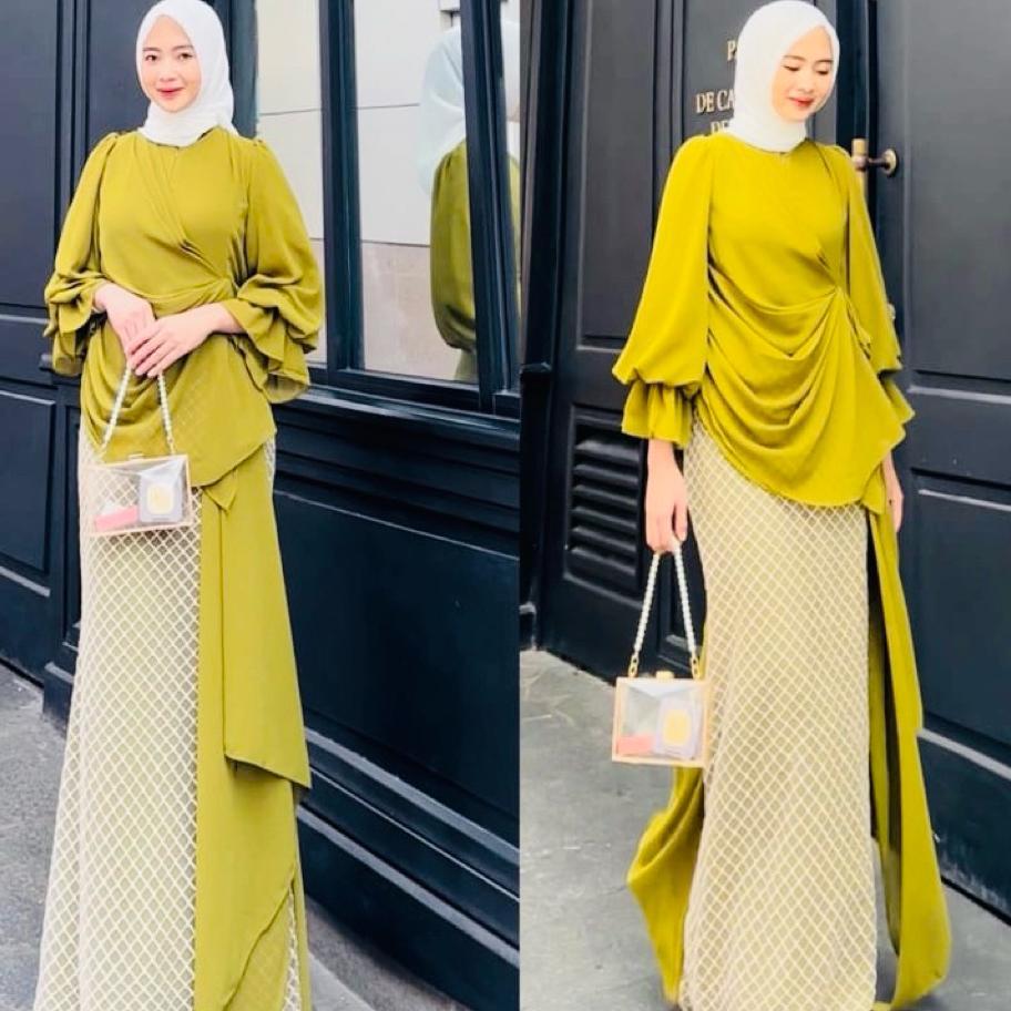 PREMIUM LEA DRESS KONDANGAN MELAYU BRUKAT TERBARU ANISA DRESS GAMIS  PESTA MEWAH MATT CERUTY BABYDOL