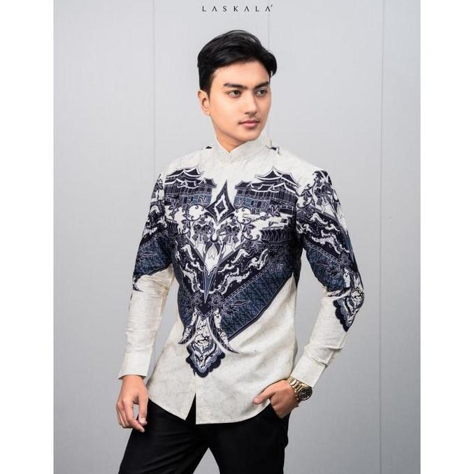 Laskala Batik Premium Laksamana Kemeja Batik Koko Pria Slimfit Lengan Panjang