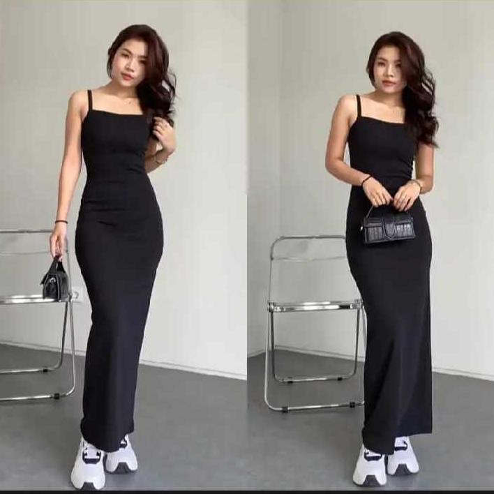 Murah Dress Maxi Bodycon / Dress Tank Top Bodycon Sexy Wanita / Dress Bodycon Panjang