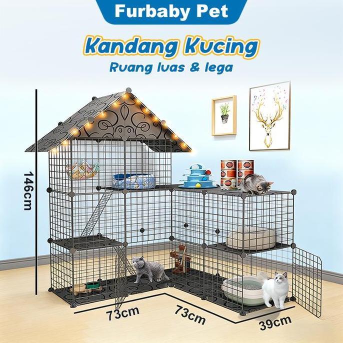1 Set Kandang Kucing Besar Pagar Kucing Pembatas Tingkat Kandang Hewan peliharaan kandang  kucing ka