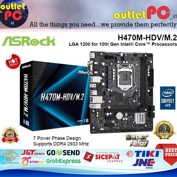 Asrock Motherboard H470M-HDV/M.2 LGA1200 Intel Gen10 DDR4 H470M HDV M2