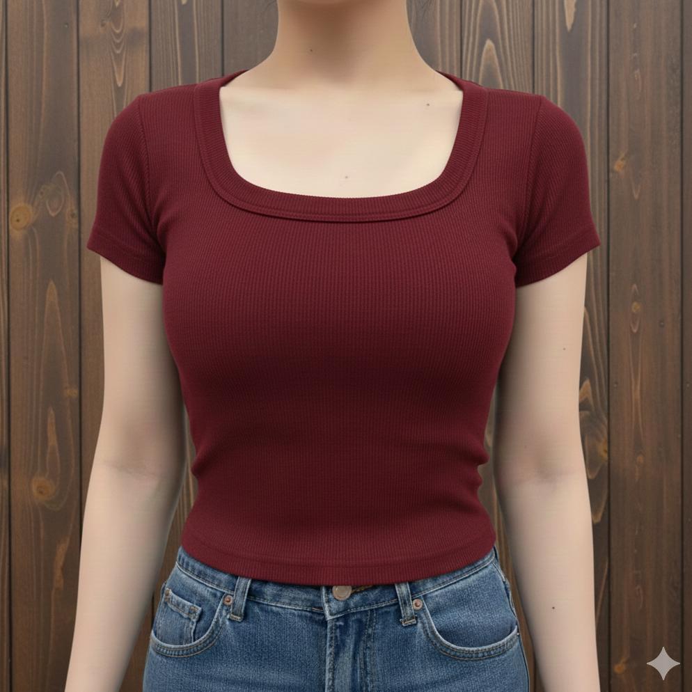 Grosir Baju Atasan Crop Top Wanita U Nack Top Baju Crop Body Wanita Premium Snow Rib