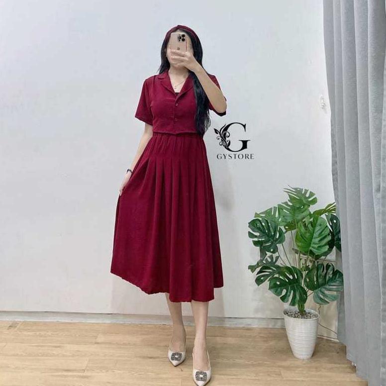 Sale Setelan Crinkle Rok Dan Atasan Import Terbaru Set Crinkle Wanita Jumbo Setelan Crop Dan Rok Wan