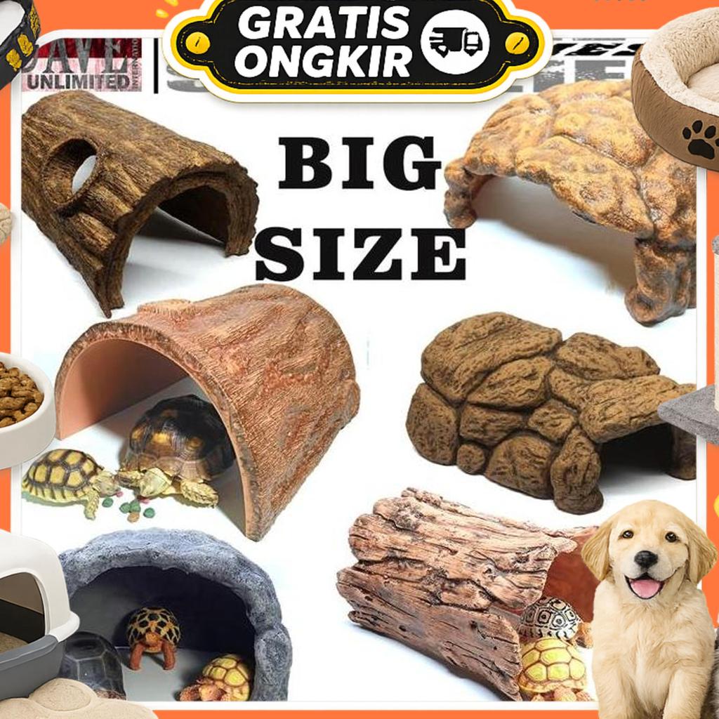 Xl Hiding Cave Hidingcave Jumbo Reptile Kura-Kura Darat Sulcata Pardalis Kadal Lizard Bearded Dragon