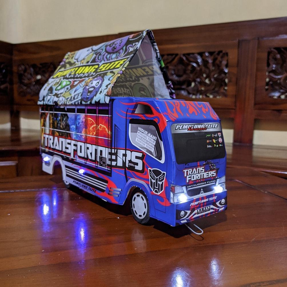 MINIATUR TRUK OLENG FULL VARIASI LAMPU TERPAL MURAH TRUK OLENG LAMPU TERPAL BISA BELOK MAINAN ANAK T