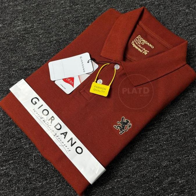 Kaos Kerah Polo Shirt Pria Dewasa GIORDANO Lion Ment 3D Shirt Baju Kerah lengan pendek Bahan Catton 