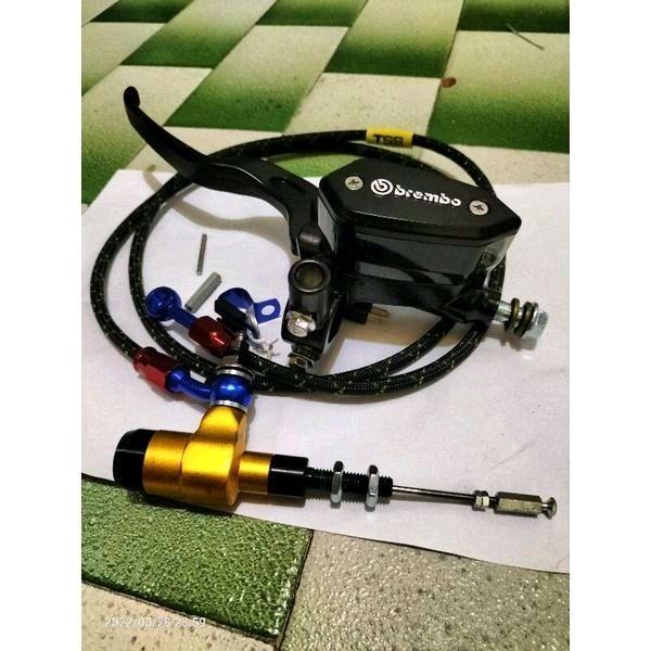 Master Rem Kiri Hidrolik Brembo Oval 14Mm  Stut Kopling Selang 130 Cm Clutch Pump Handle Kopling Set