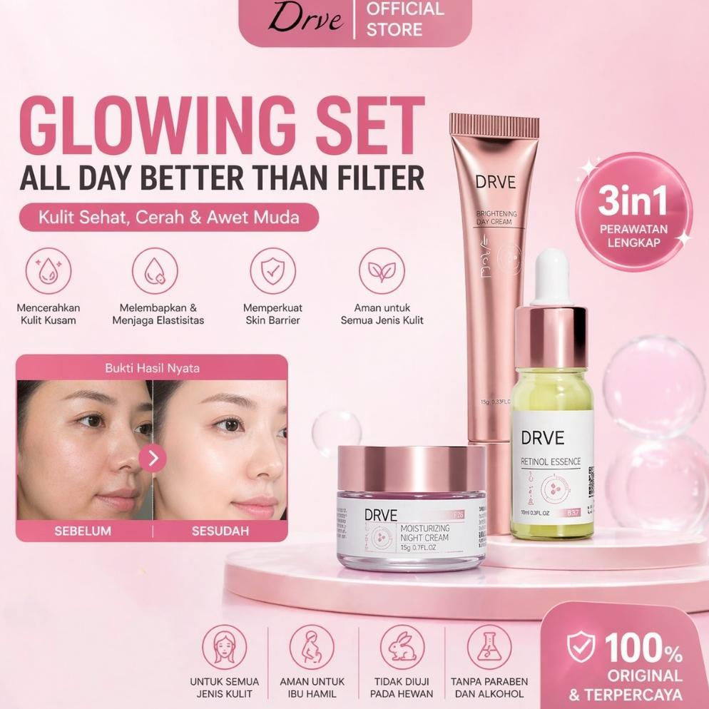 Drve paket bundling 3in1 tampil cantik dengan kandungan Niaciamide untuk  kulit sehat dan bersinar m