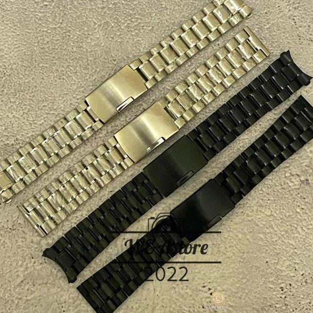 Strap Tali Jam Tangan Rantai Full Stainless Lurus Curve 18 20 22 24 Mm