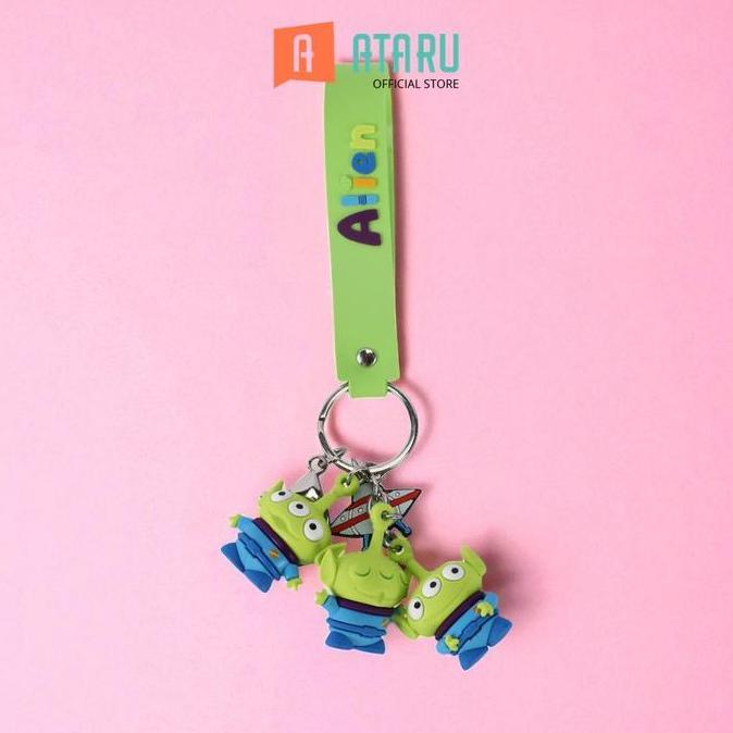 Ataru Disney Toy Story Gantungan Kunci Alien - Hijau Key Chain Penanda Kunci Serbaguna Key Ring Acce