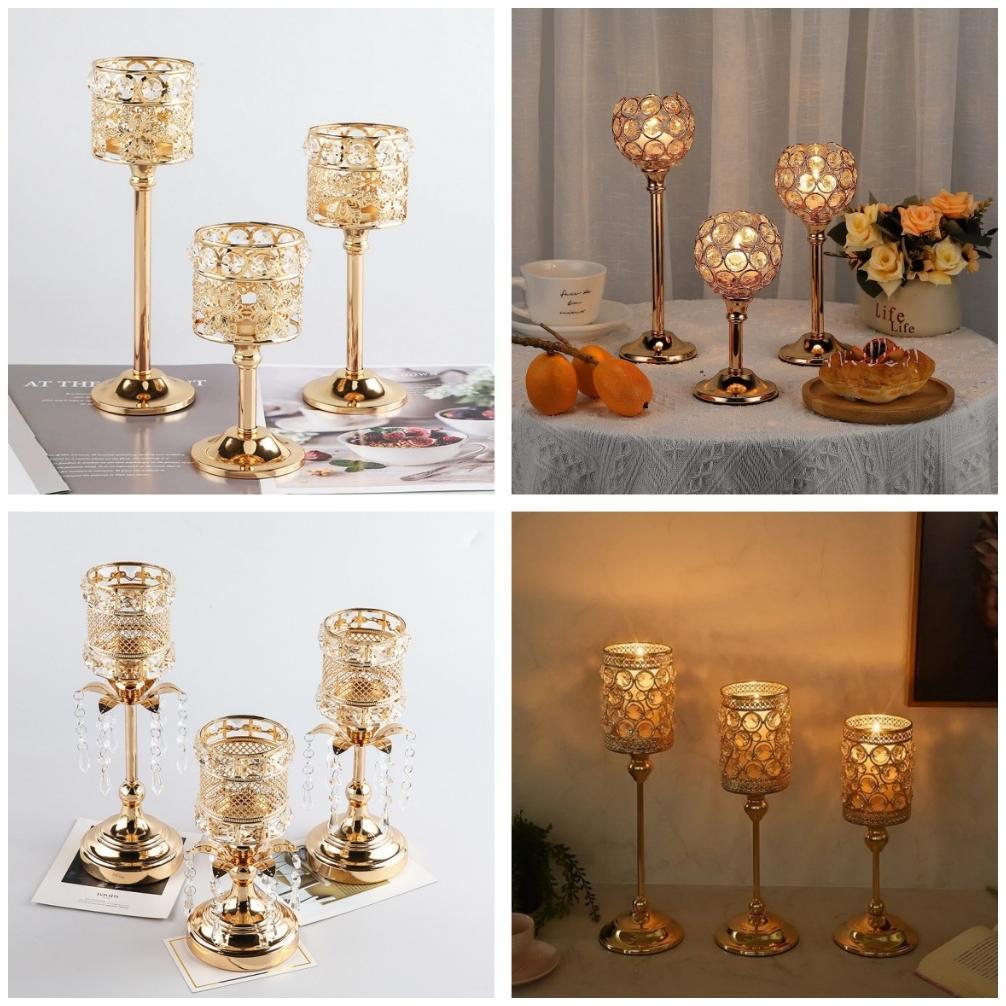Terlaris Kristal Pajangan Meja Krista Tempat Lilin Kristal Meja Makan Mewah Elegant Crystal Standing