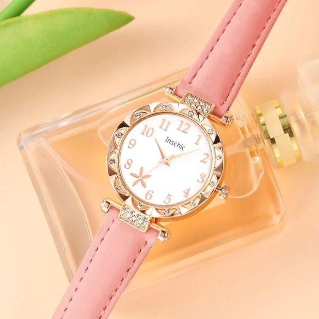 NEW PRODUCT 5PCSINS JAM TANGAN KUARSA WANITA WANITA BUNGA KUARSA JAM TANGAN ARAB DIGITAL DIAL GELANG