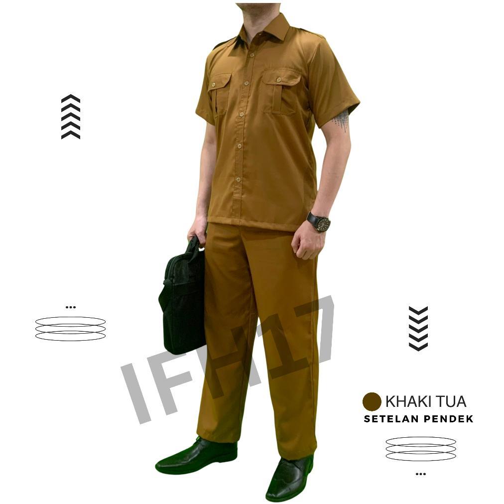 Harga Baru Seragam Pdh Pemda Khaki Pria , Baju Dinas Pria Lengan Pendek, Seragam Asn Pendek, Baju Pe
