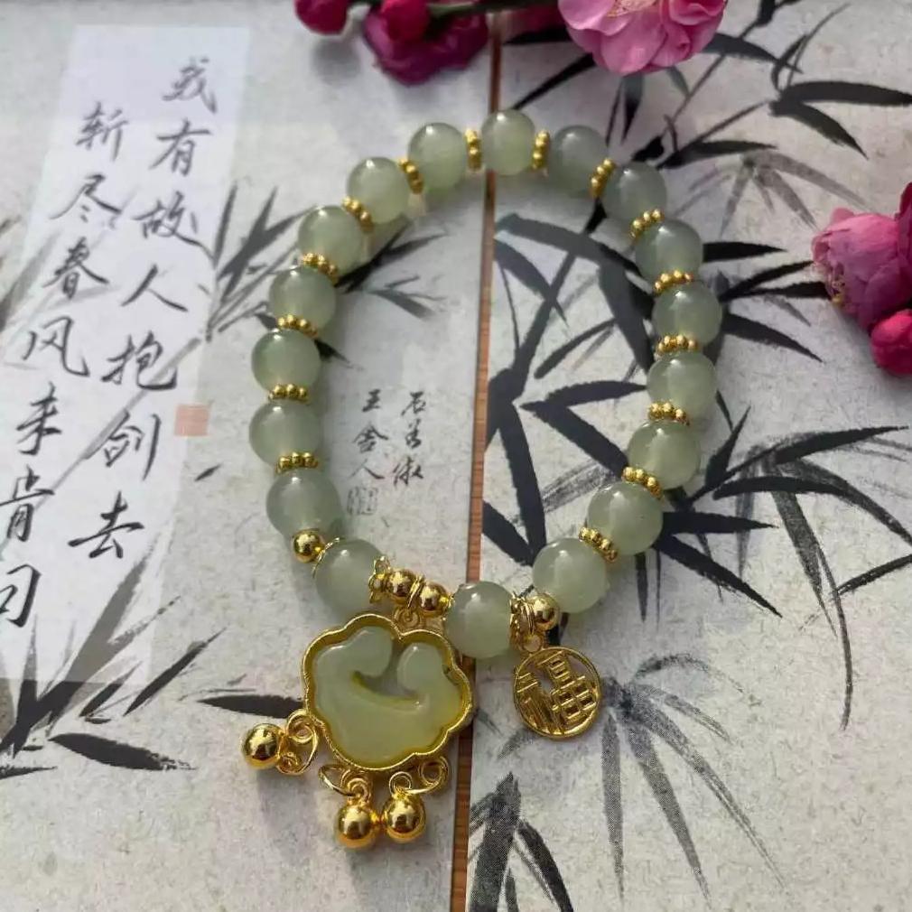Gelang Tangan Giok Keberuntungan Gelang Giok Kunci Perdamaian