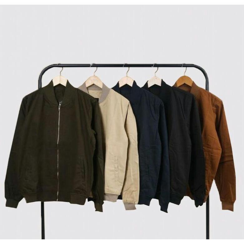 Original Jaket Bomber Pria Varsity Jacket Resleting Dari Bahan Canvas Untuk Berbagai Kegiatan Size M