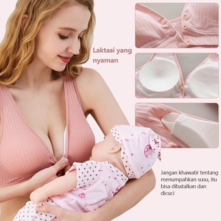 Original Angel Mommy Bra Menyusui Tanpa Kawat Wanita Hamil Postpartum Feeding Nursing Bra Katun 1018