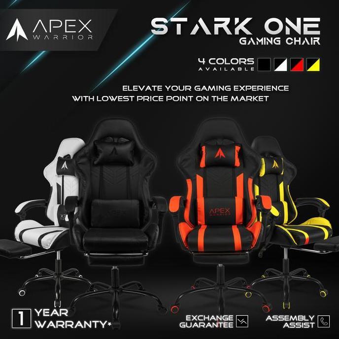 NEW KURSI GAMING DENGAN SANDARAN KAKI APEX WARRIOR STARK ONE PREMIUM GAMING CHAIR WITH FOOTREST WARN