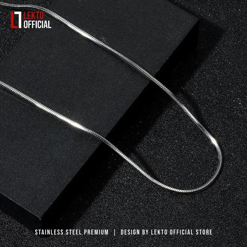 original kalung titanium pria anti karat silver asli original wanita perak putih model kotak kalung 