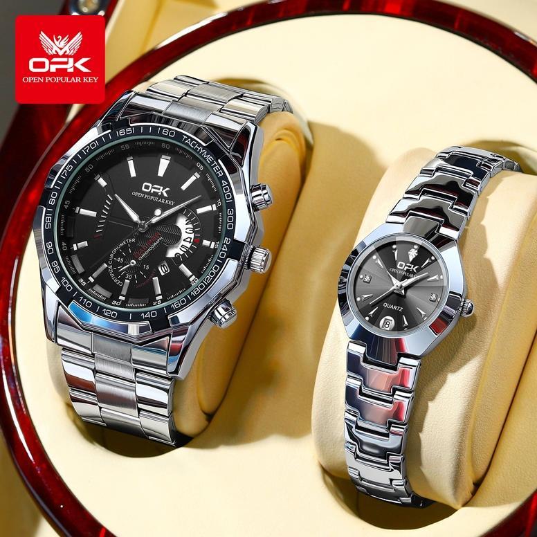 Hot Opk Jam Tangan Couple Anti Air Original Rantai Couple Watch Model 8105 8108