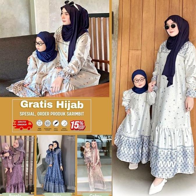NEW GAMIS COUPLE IBU ANAK ZAHEERA DRESS SERIES BY ZALIRA KIDS BAJU LEBARAN 2026 SYARI RUFFLE MEWAH E