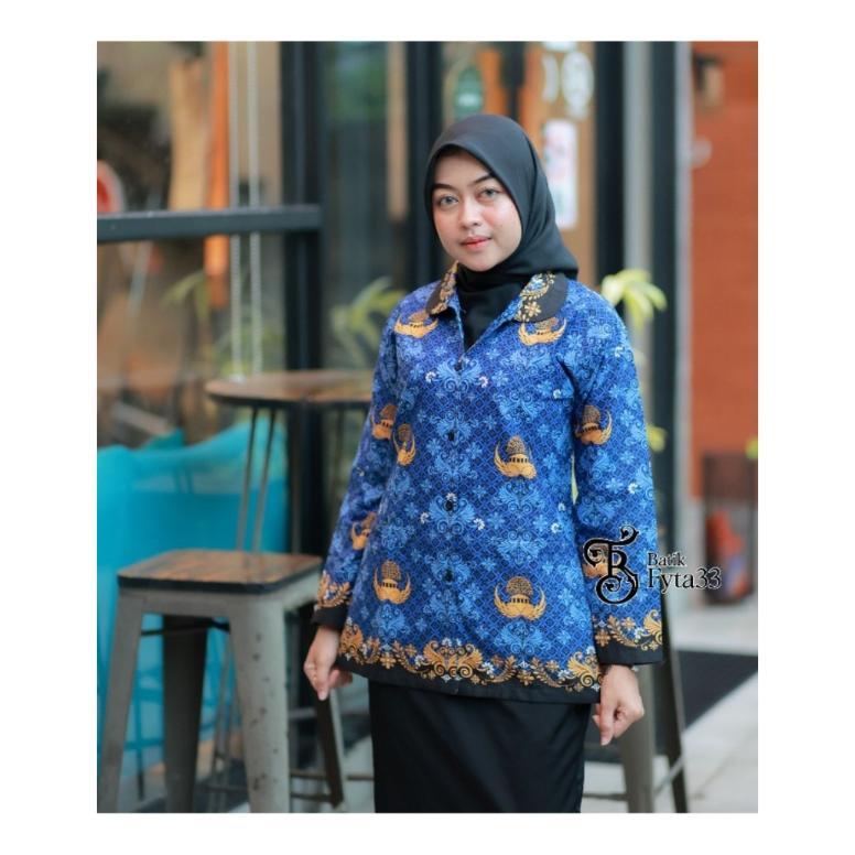 Tahan Lama Batik Korpri Terbaru 2022,Batik Korpri Pria,Batik Korpri Wanita,Batik Korpri Krah Hitam L