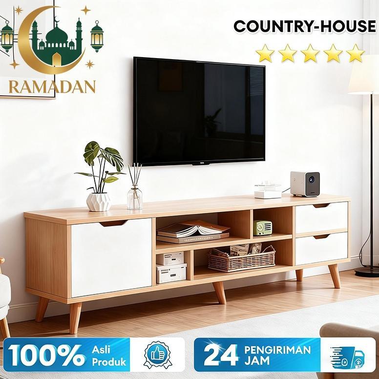 100% AMAN COUNTRY-HOUSE Meja TV Rak Tv Lemari Tv Kabinet Tv Minimalis Bufet Tv Modern Murah Meja TV 