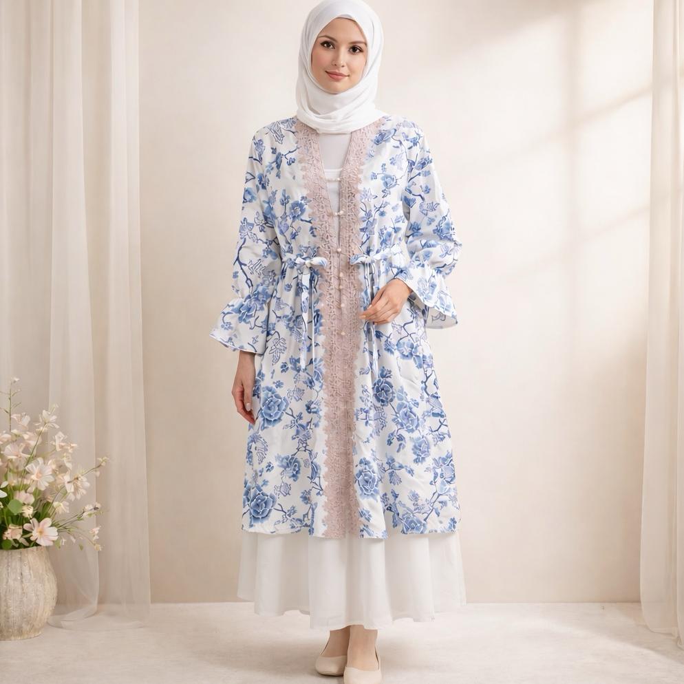 MURAH TUNIK BATIK PUTIH TUNIK BATIK RENDA TUNIK BAJU WANITA