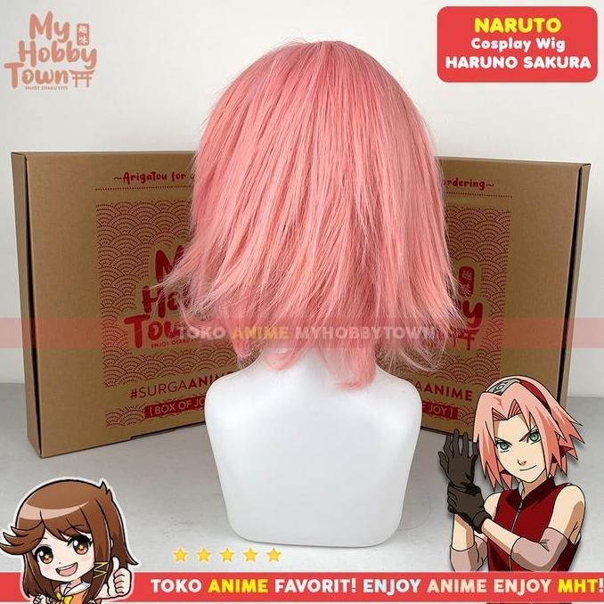 Wig Cosplay Anime Naruto Haruno Sakura Uchiha Shippuuden Rambut Palsu