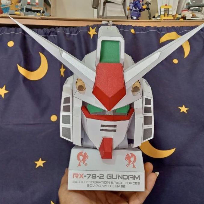 (Mainan Kertas) Papercraft Gundam RX-78-2 Head Big Bust Normal Color 18cm