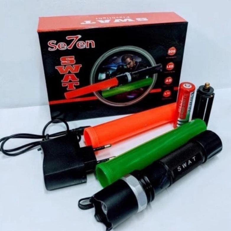 lampu senter LED police Swat cree double cone untuk lalu lintas