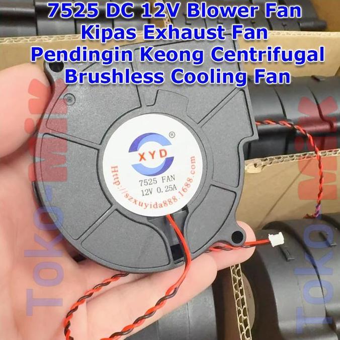 7525 Dc 12V Dc Blower Kipas Pendingin Keong Brushless Cooling Fan Blower Kipas Exhaust Fan Centrifug