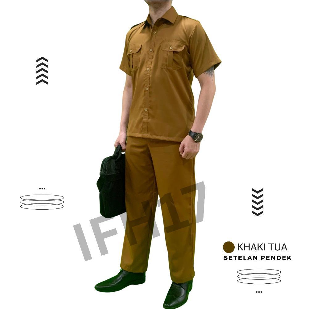 Hot Sale Seragam Pdh Pemda Khaki Pria , Baju Dinas Pria Lengan Pendek, Seragam Asn Pendek, Baju Pega