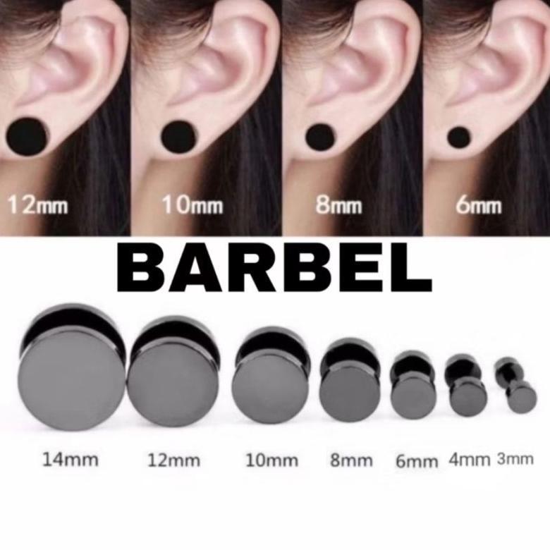 TERBARU MINISO BALI | Sepasang Anting Barbel Anting Roda Pria Wanita Bahan Stainless Steel Anti Kara