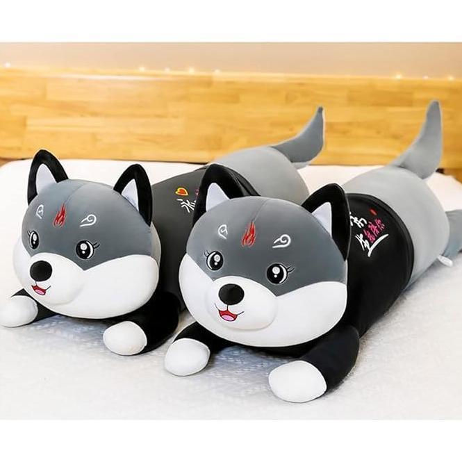DISKON Boneka Bantal Guling Husky Laying Ukuran 50 cm Bahan plush Hadiah Ulang Tahun Anak